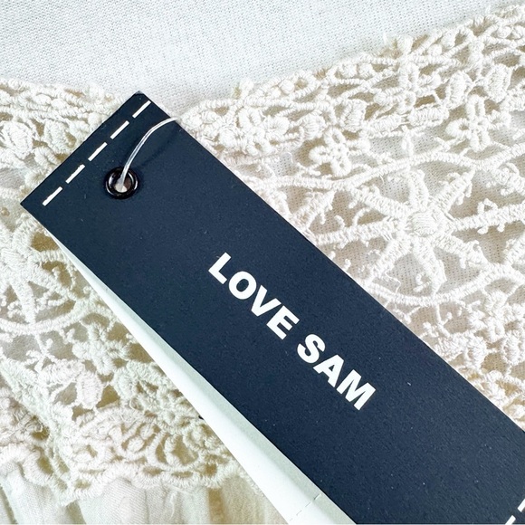 NWT Anthropologie Love Sam Boho Cotton Lace Peplum Full Sleeve Top Ecru Size S - Picture 9 of 16